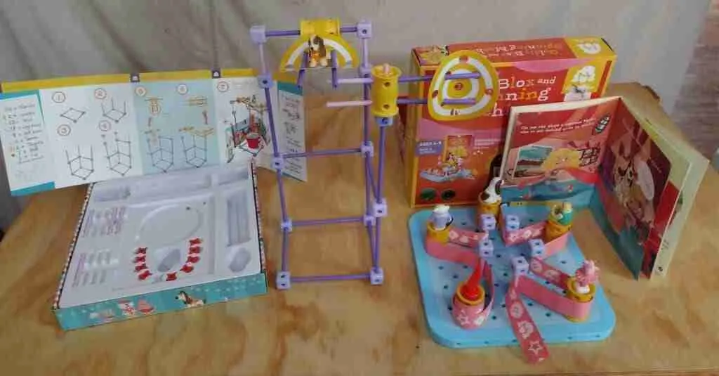 Goldie Blox Spinning Machine and Dunk Tank, all set up
