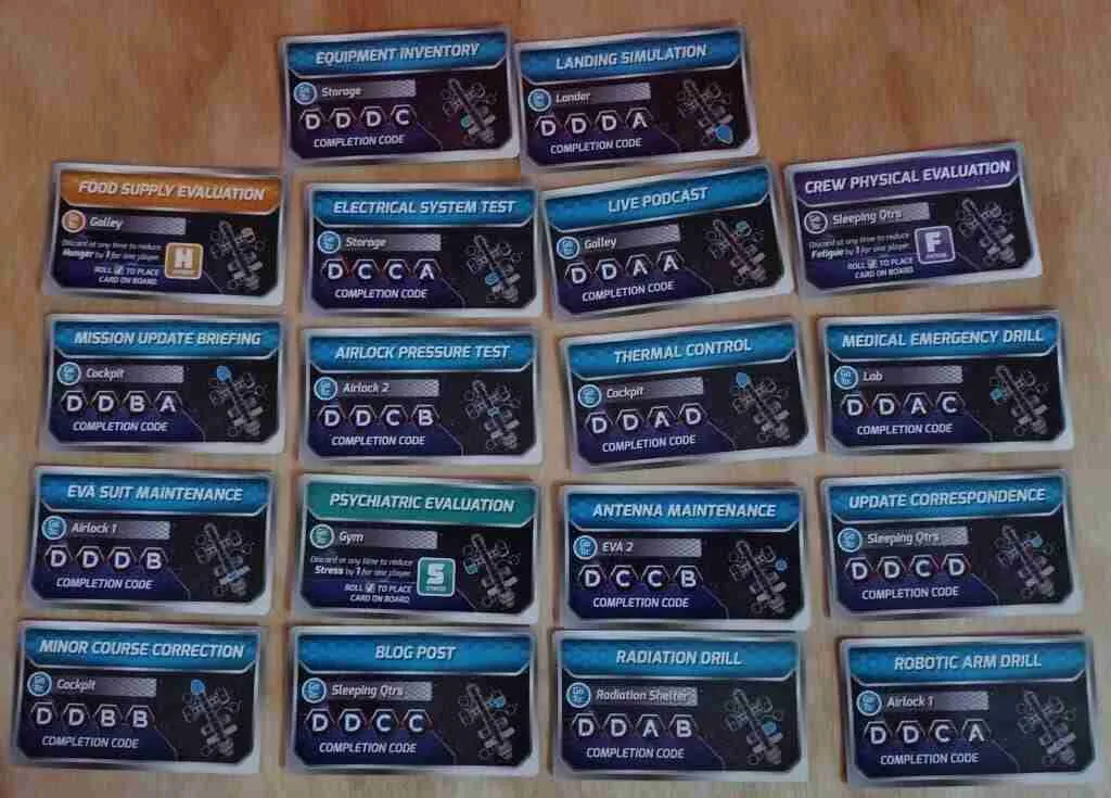 Mission Critical: Mars,  mission task cards