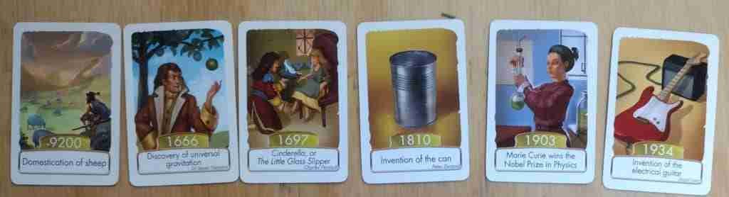 Timeline - cards face-up, in order