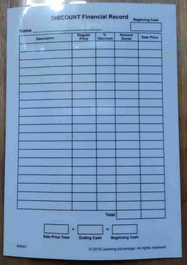 Discount financial record