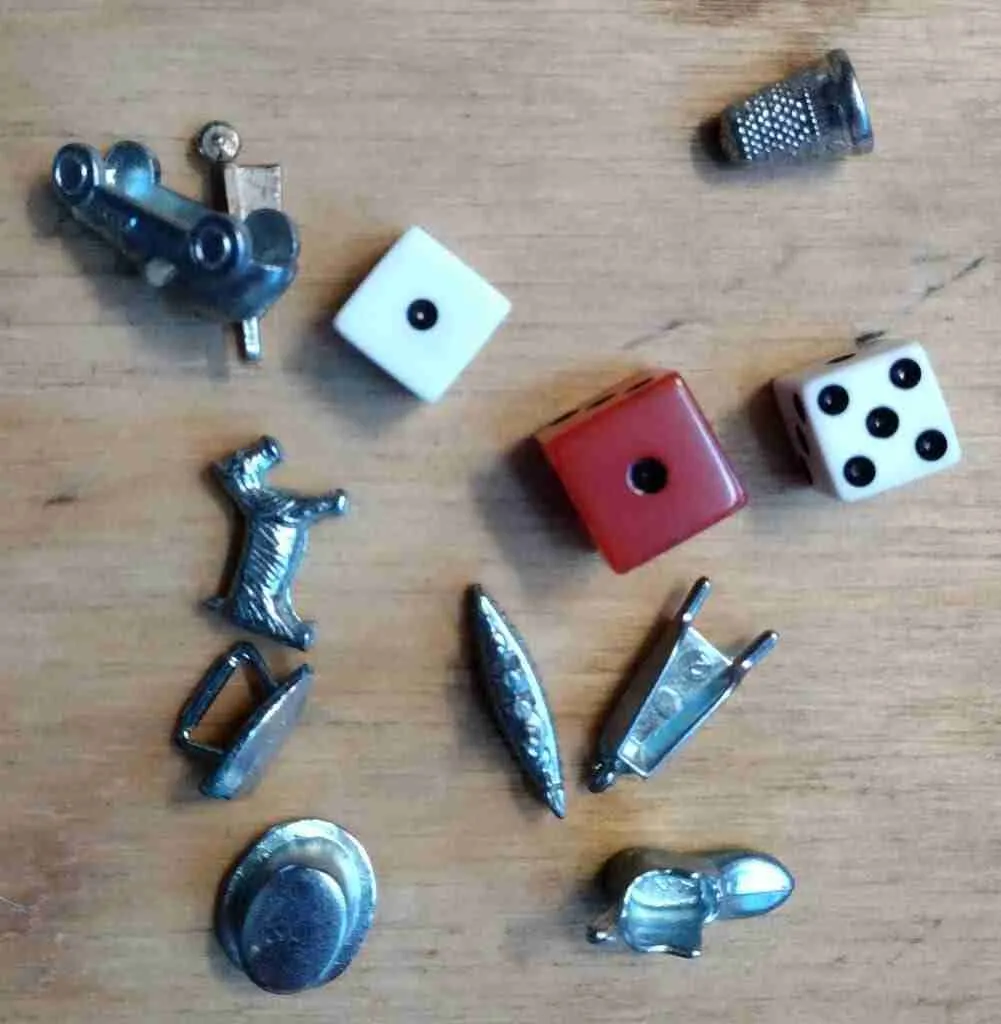 Monopoly pawns and dice