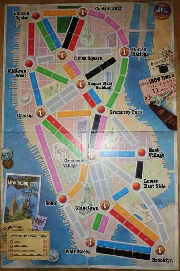 Ticket to Ride: New York game board