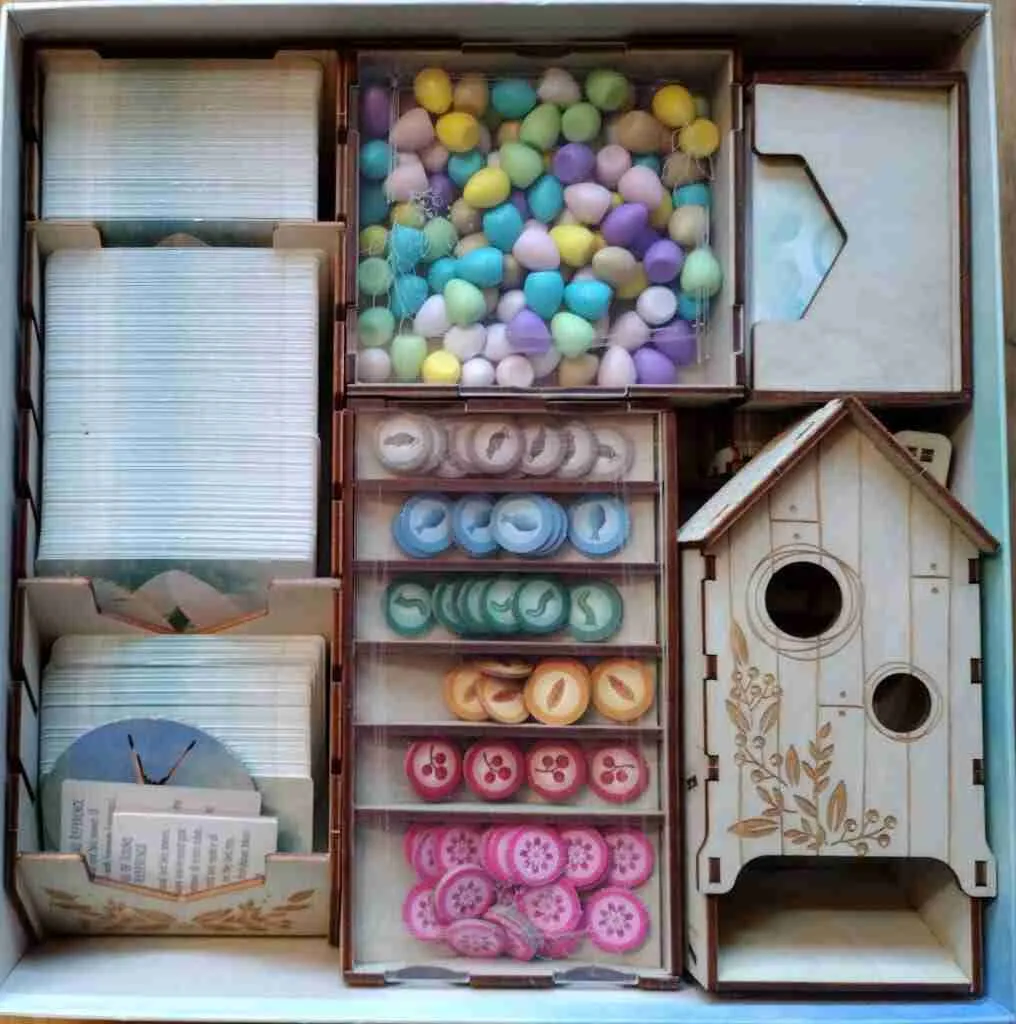 Wingspan in the box with an organizer