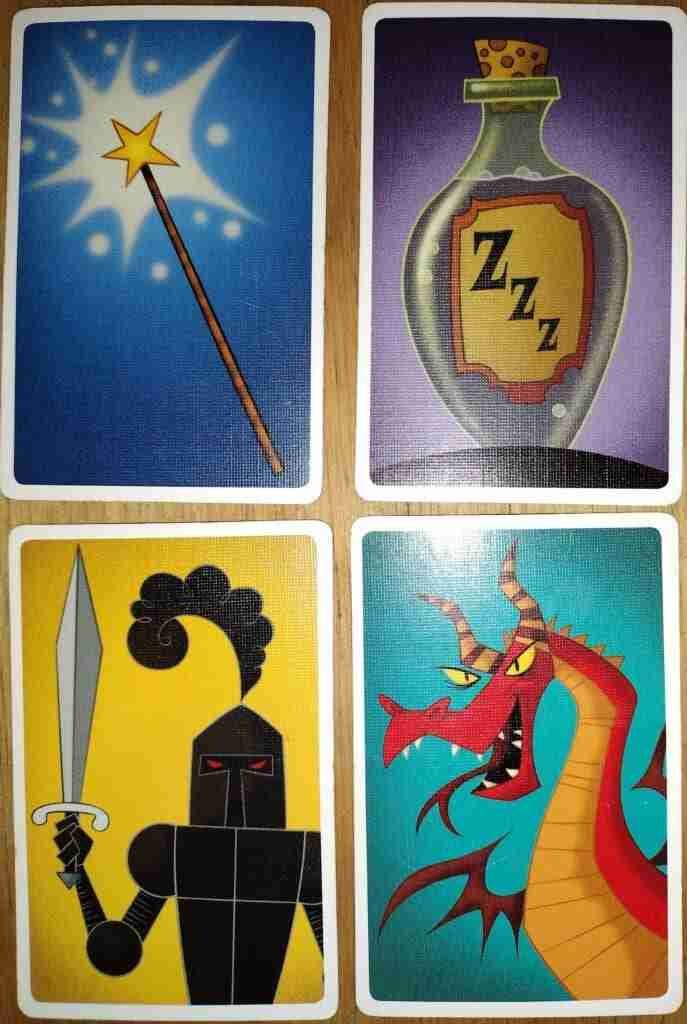 four of the power cards possible in Sleeping Queens
