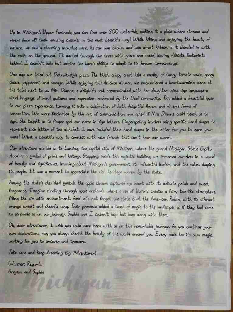 The Adventure Letters: letter back