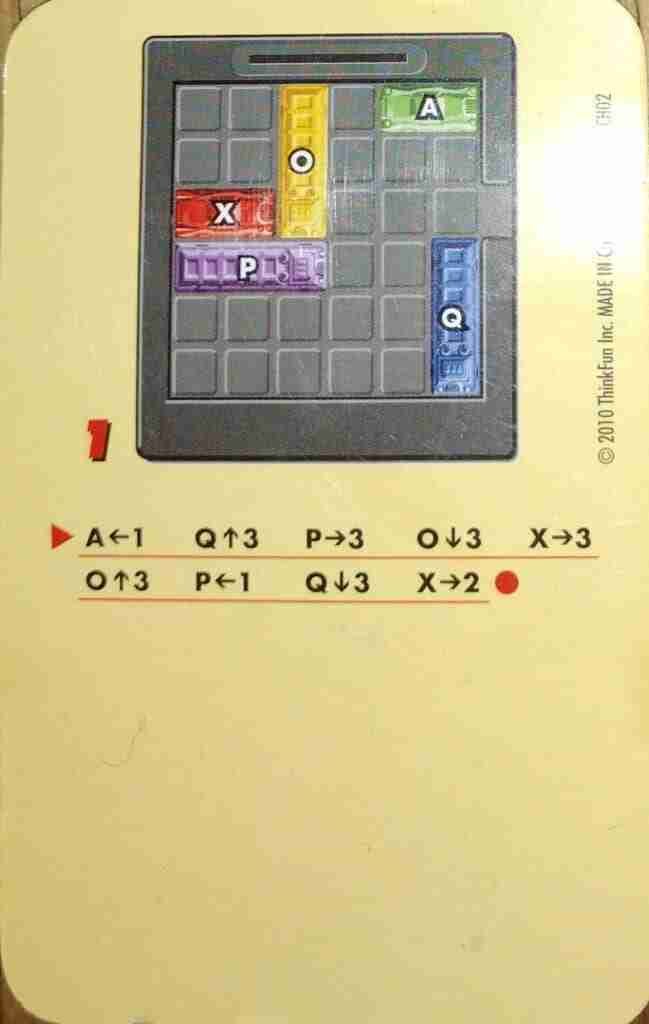 Rush Hour level 1 cheat sheet