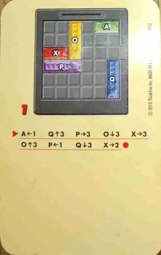 Rush Hour level 1 cheat sheet