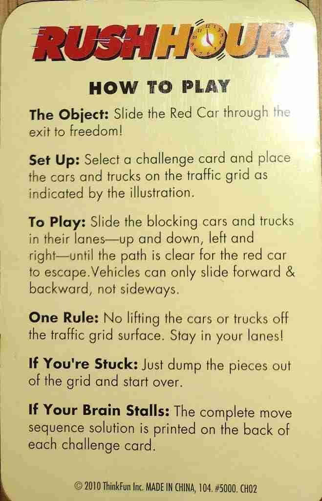 Rush Hour instructions