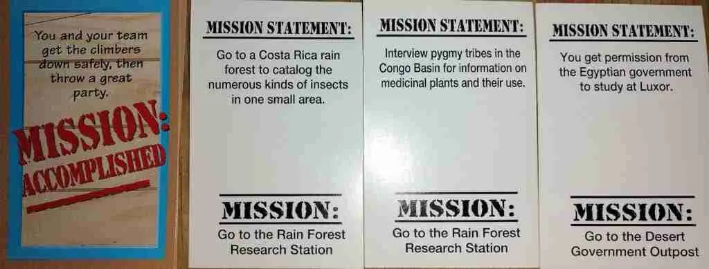 Mission: Survival mission cards