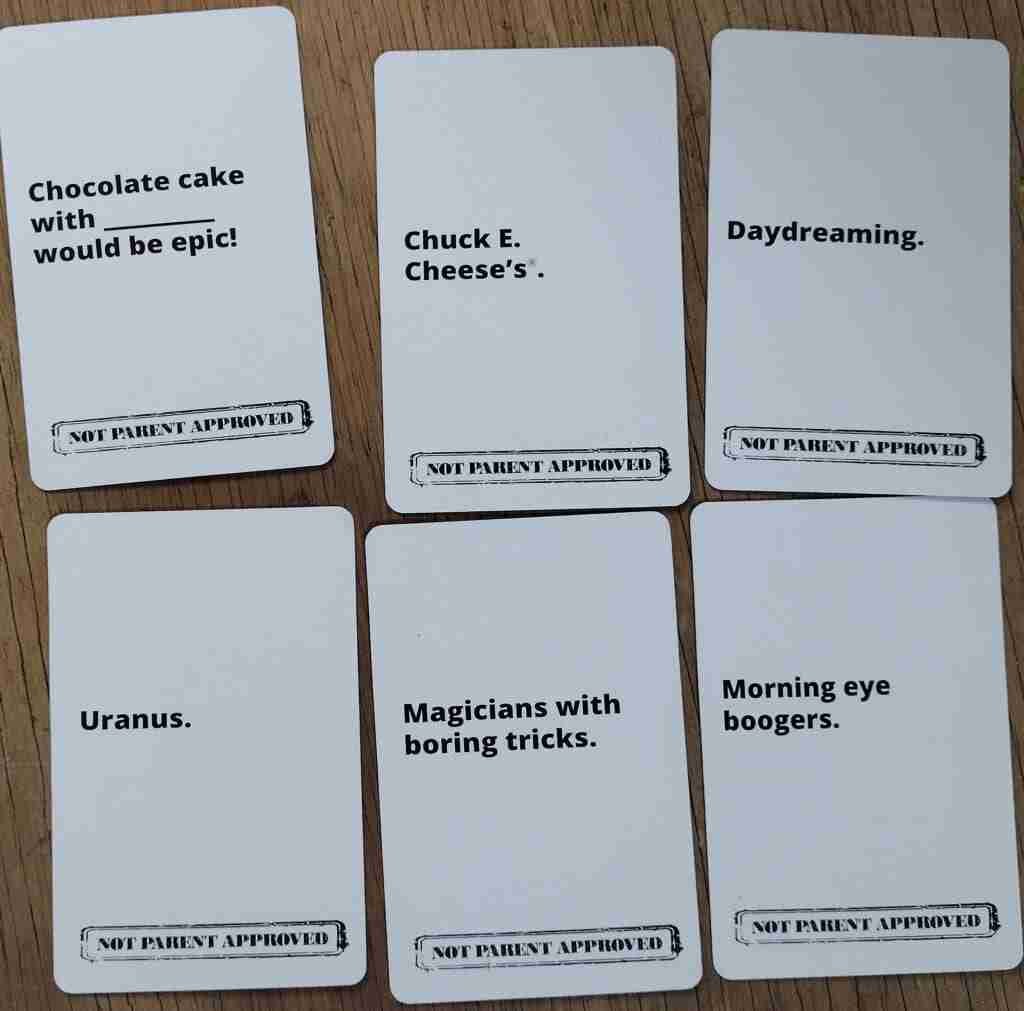 Not Parent Approved sample cards