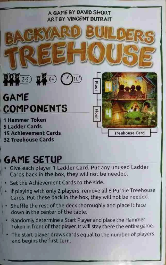 Backyard Builders Treehouse rules page 1
