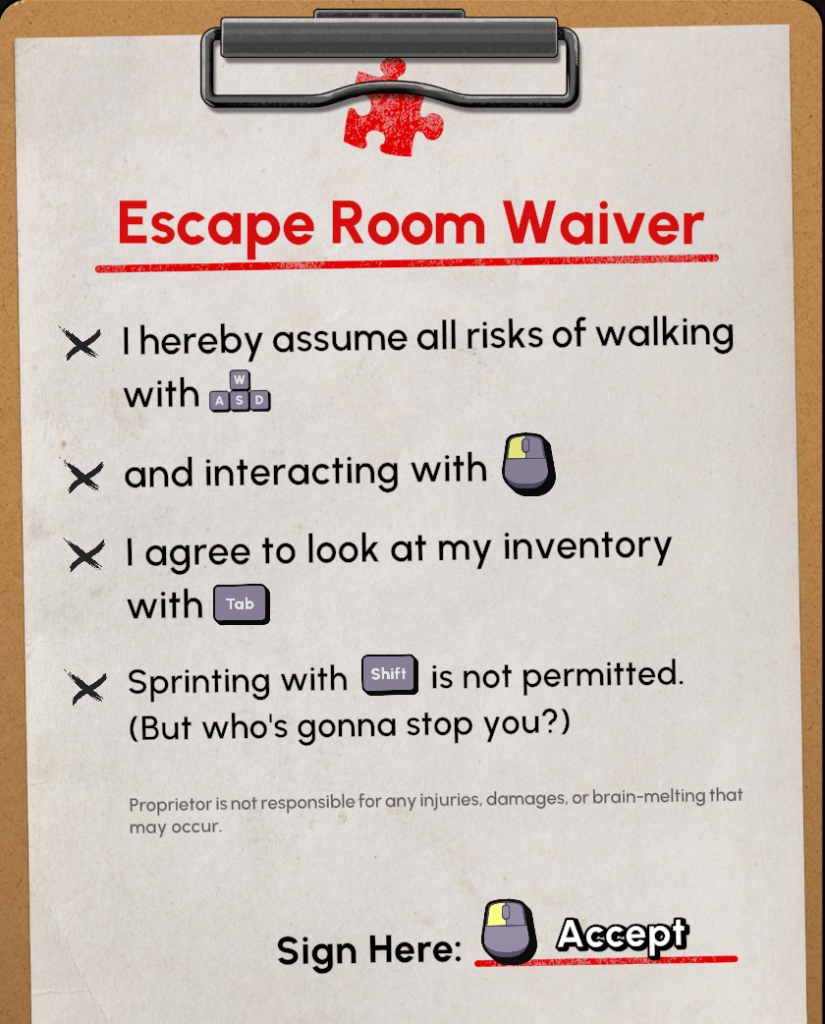 Escape Academy "waiver" (instructions)