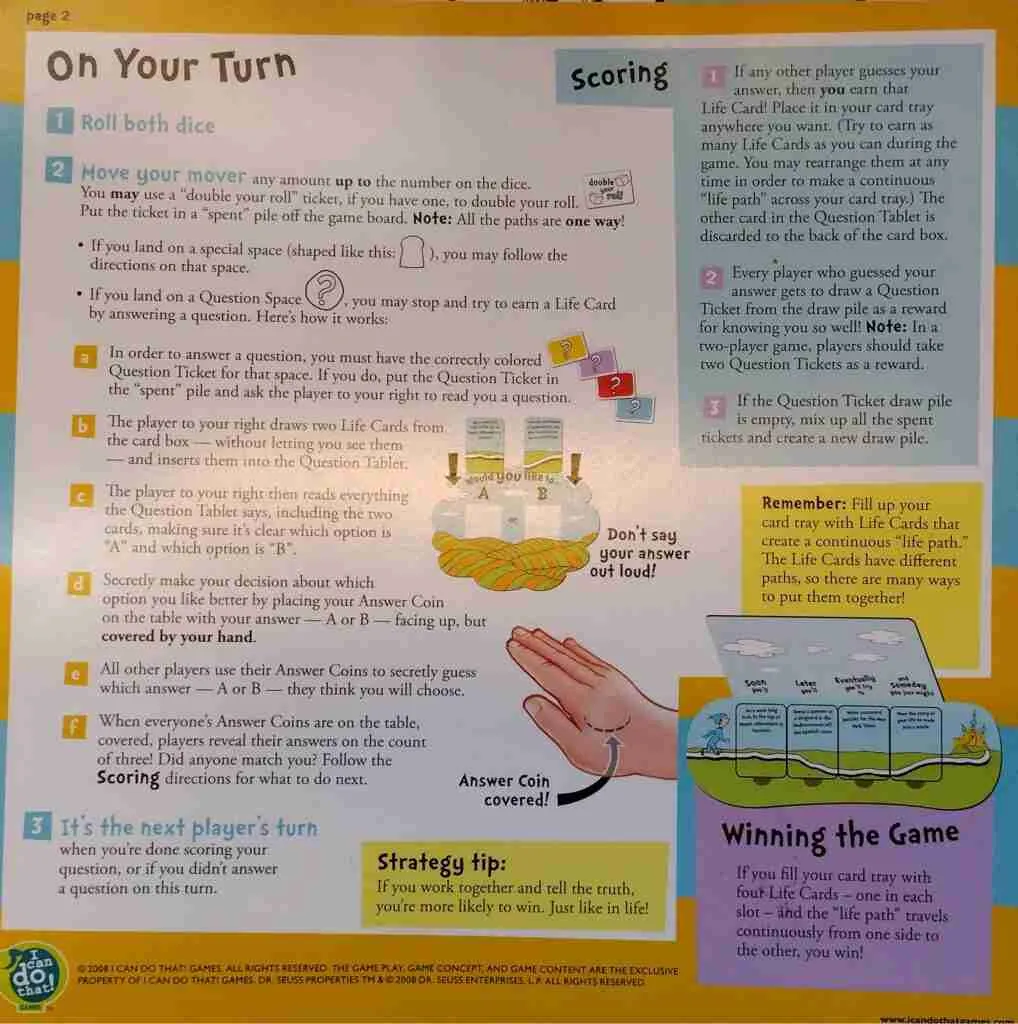 Oh, the Places You'll Go! page 2 of instructions