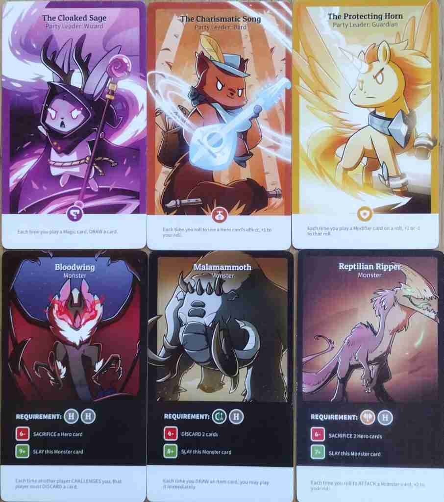 Oversized party leader and monster cards