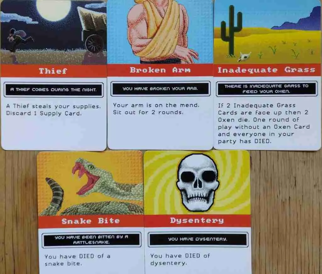 The Oregon Trail Card Game Calamity cards that you can't do anything about