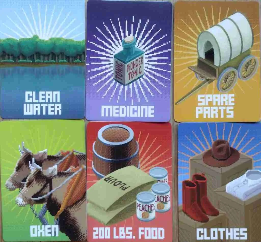 The Oregon Trail Card Game supply cards