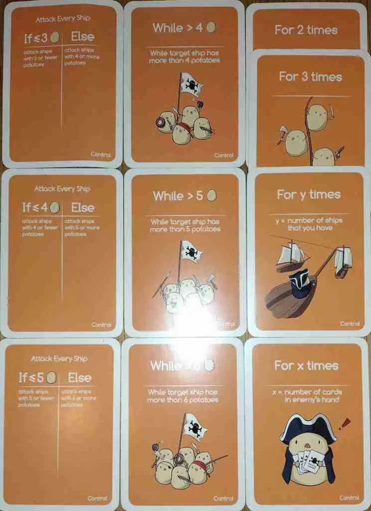 Potato Pirates conditional (control) cards