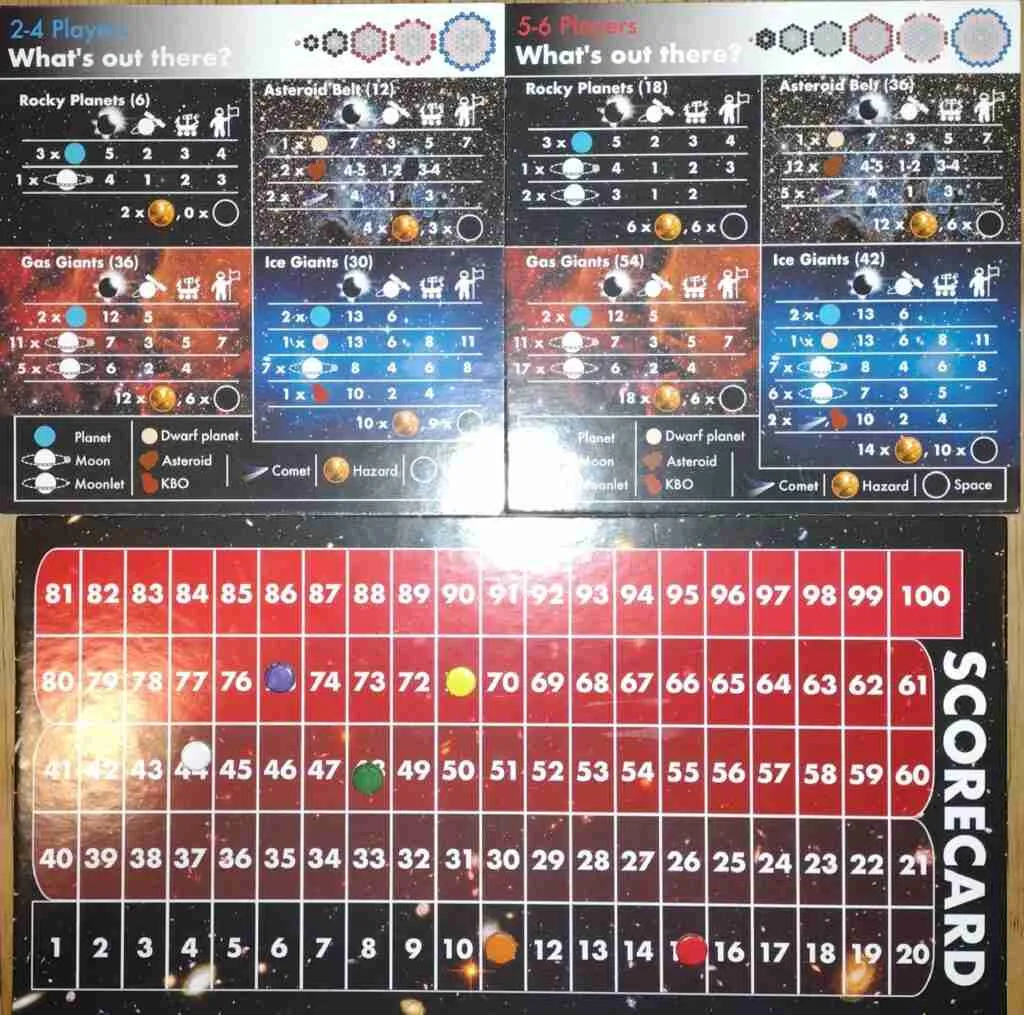 Brave New Worlds scorecard and playing tiles