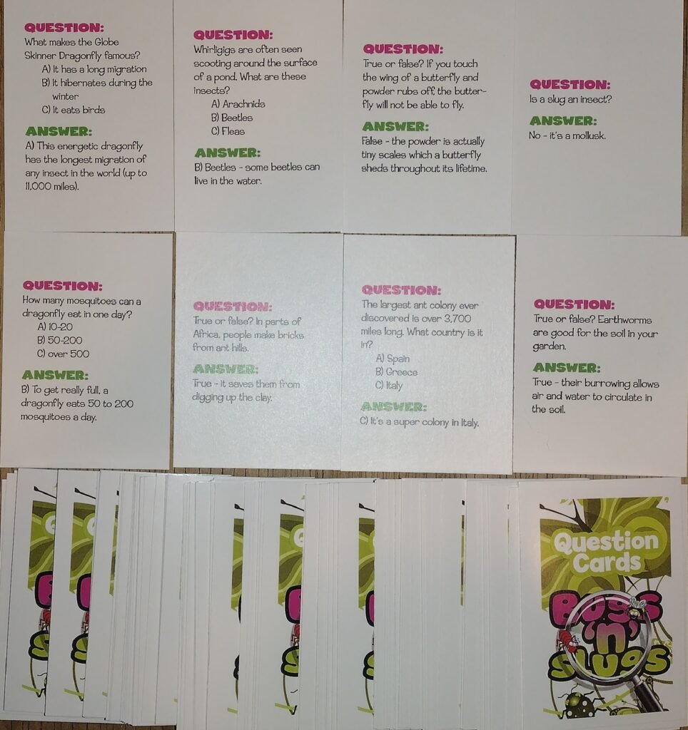 Slugs n Bugs question Cards