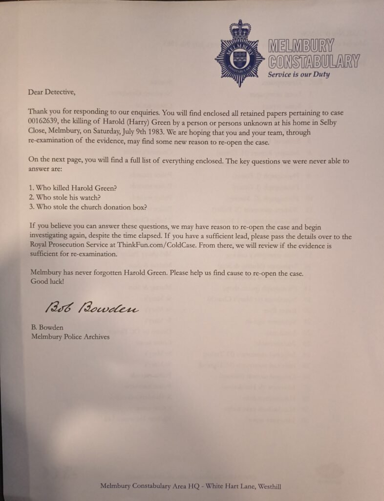 A Pinch of Murder introductory letter